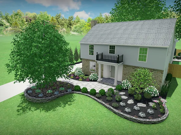 Professional designed 3D rendering of landscaping plan
